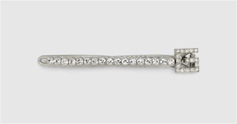 Crystal Square G hair clip in palladium.